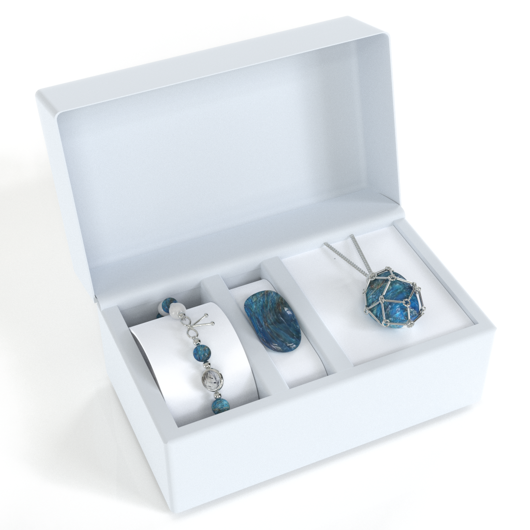 Coffret Détox - Bracelet Apatite & Pierre de Lune + Pendentif Porte-Pierre