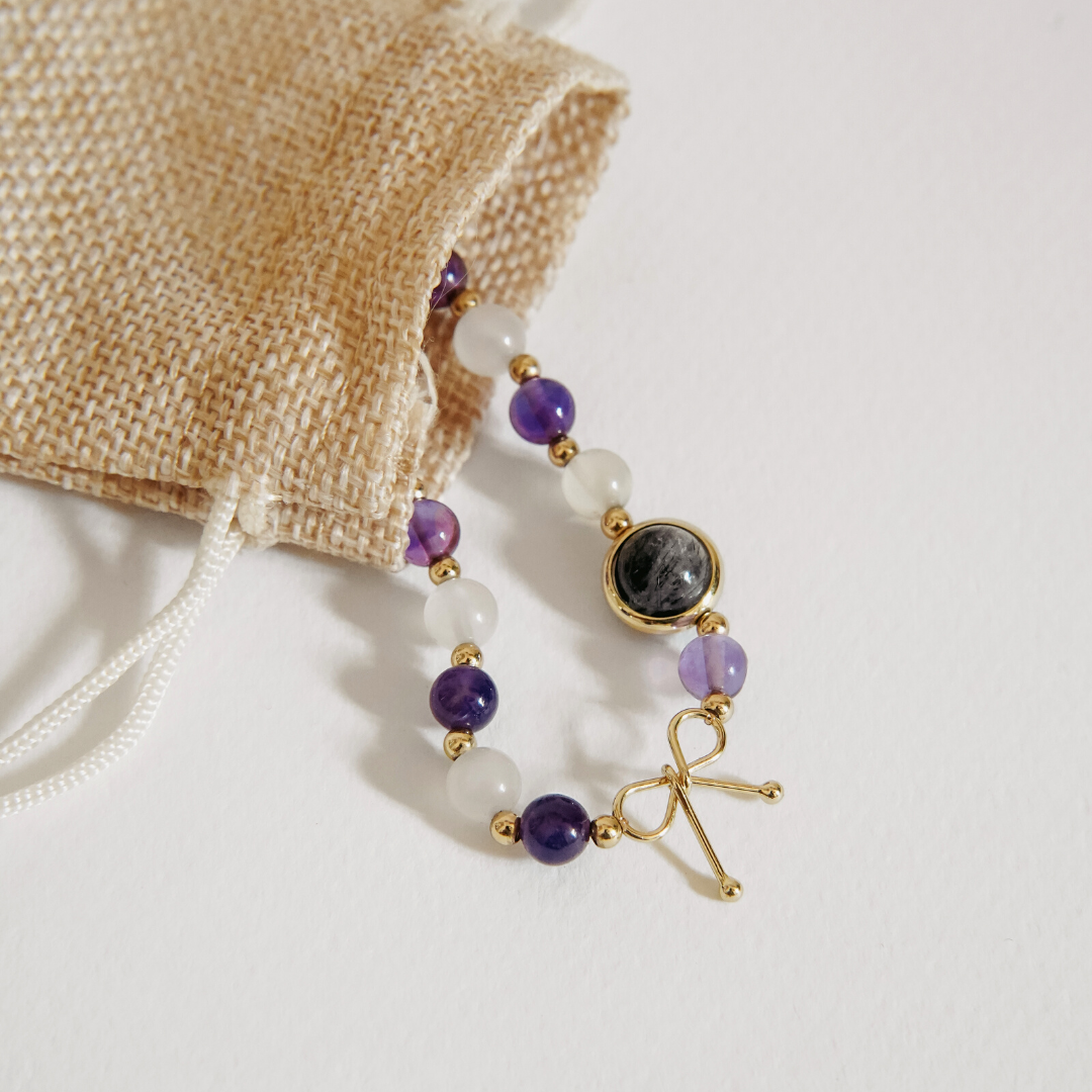Bracelet Amincissant en Améthyste et Pierre de Lune | Or fin