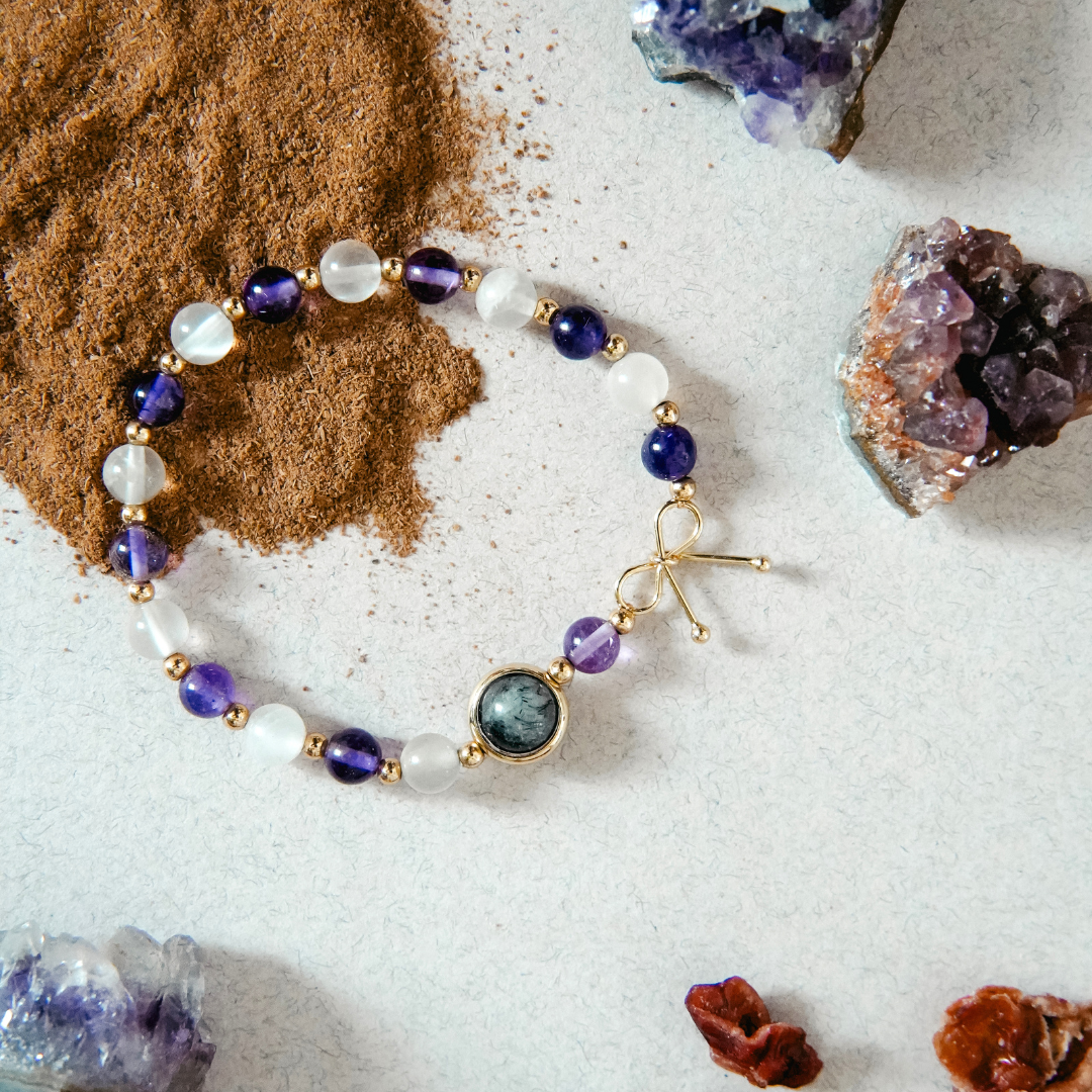 Bracelet Amincissant en Améthyste et Pierre de Lune | Or fin