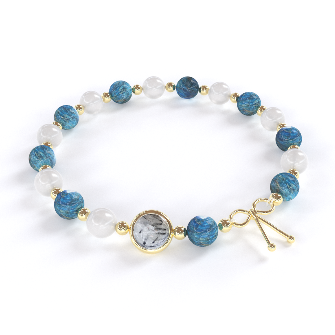 Detoxifying bracelet in Apatite and Moon Stone | Or fin